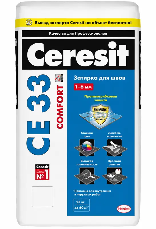 Ceresit CE 33 Comfort Затирка для швов, 25 кг