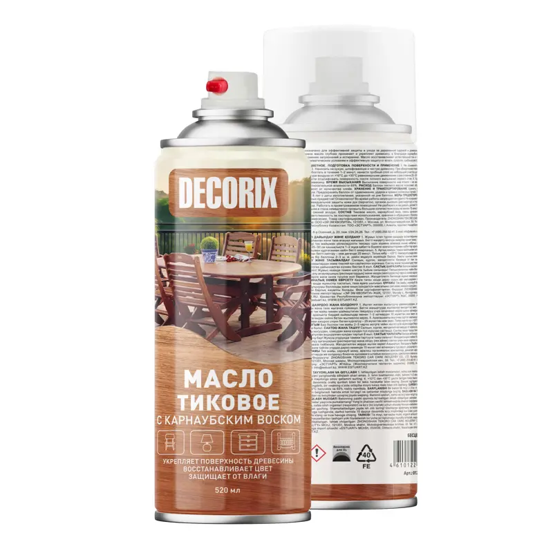 DECORIX Тиковое масло с карнаубским воском, бесцветное, 520 мл