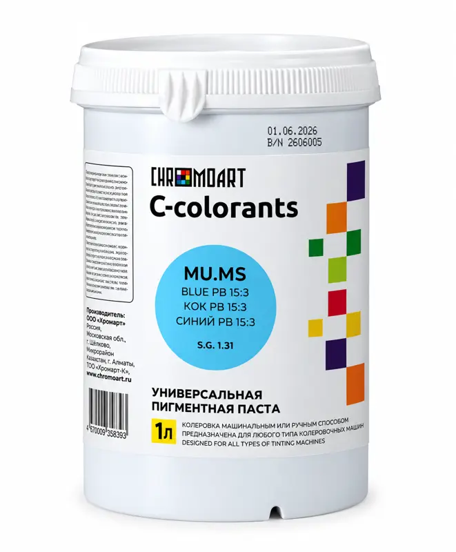 Универсальная пигментная паста CHROMART C-colorants MU.MS «Синий PB 15:3», 1 л